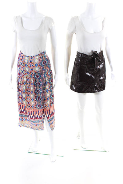 Topshop HD Paris Womens Wrap Maxi Skirt Brown Multi Colored Size 4 Lot 2