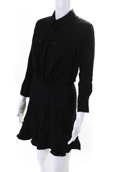 IRO Womens Studded Long Sleeves Althia A Line Dress Black Size Small