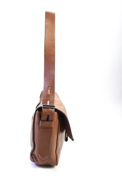 Reed Krakoff Womens Leather Flap Messenger Shoulder Bag Handbag Brown