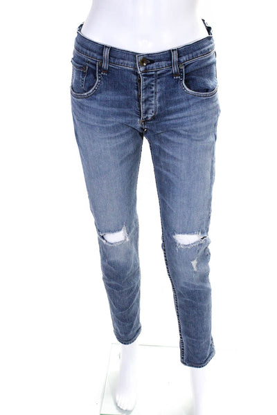 Rag & Bone Womens Full Buttoned Distress Skinny Leg Jeans Blue Size EUR30