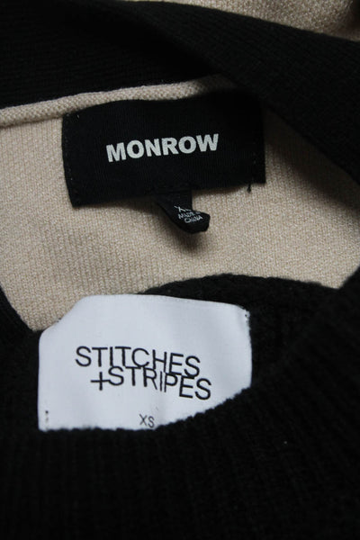 Stitches + Stripes Monrow Womens Short Sleeved Sweaters Black Tan Size XS Lot 2