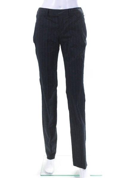 Catherine Malandrino Womens High Rise Pinstriped Dress Pants Navy Blue Size 4