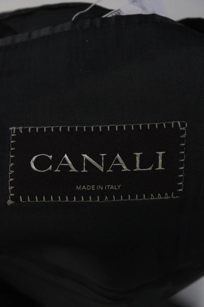 Canali Mens Striped Two Button Blazer Jacket Black Wool Size EUR 56 Regular