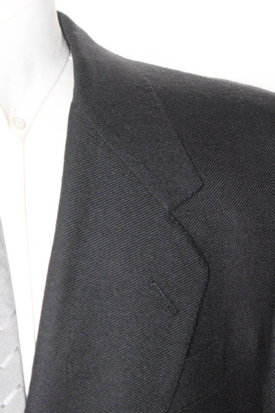 Hickey Freeman Mens Cashmere Two Button Blazer Jacket Black Size 42 Long