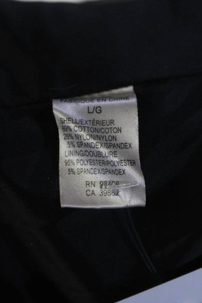 Theory Womens Belted Single Button Kamber Jacket Black Cotton Size Large