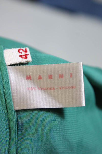 Marni Womens Crepe Scoop Neck Zip Up Long Sleeve Shift Dress Green Size 42