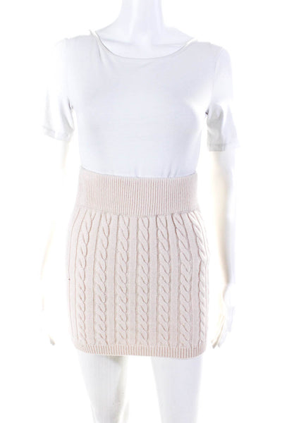 Ronny Kobo Womens Knitted Elastic Waist Slip-On Mini Skirt Beige Size S