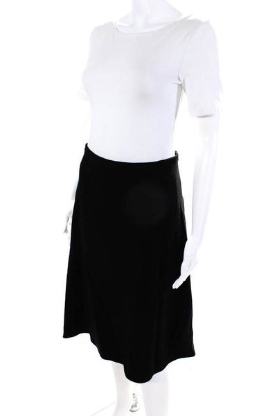 Paniz Womens Back Zipped High Waist A-Line Flare Midi Skirt Black Size 2