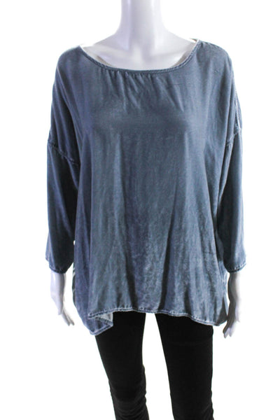 CP Shades Women's Round Neck 3/4 Sleeves Dusty Blue Size XS