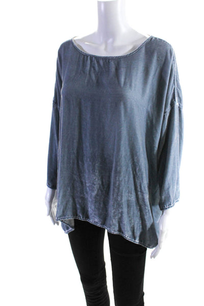 CP Shades Women's Round Neck 3/4 Sleeves Dusty Blue Size XS