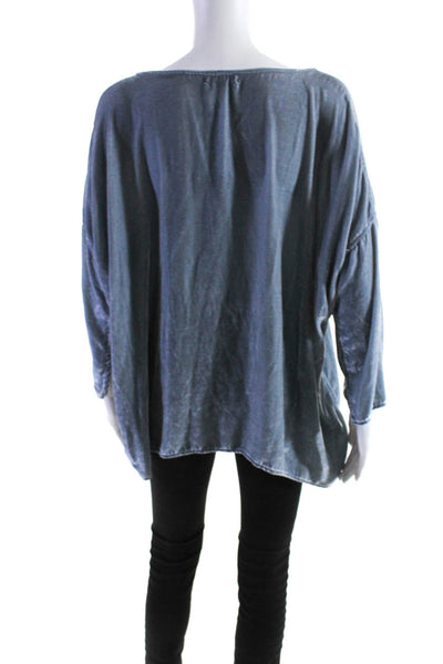 CP Shades Women's Round Neck 3/4 Sleeves Dusty Blue Size XS