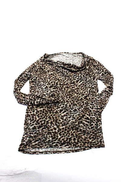 Majestic Filatures Women's Leopard Print Cowl Neck Blouse Brown Size 2 1, Lot 2