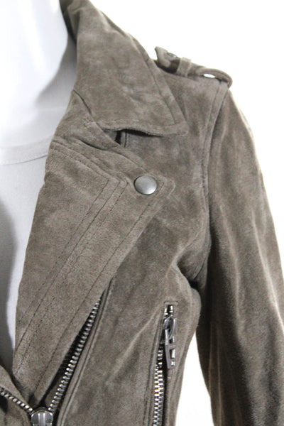 BLANKNYC Women's Collar Long Sleeves Full Zip Moto Jacket Beige Size S