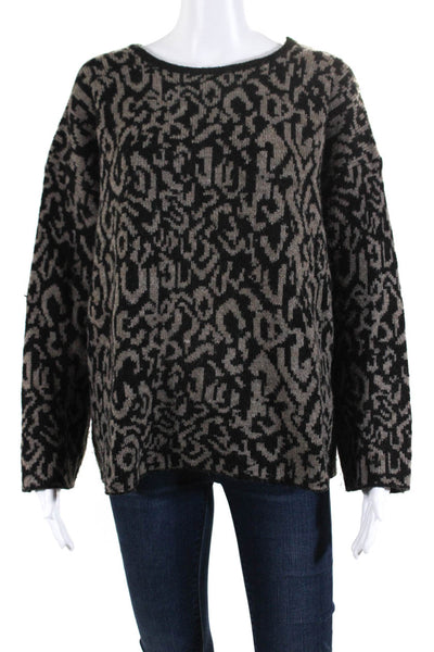 IRO Women's Round Neck Long Sleeves Pullover Abstract Sweater Black Size XS