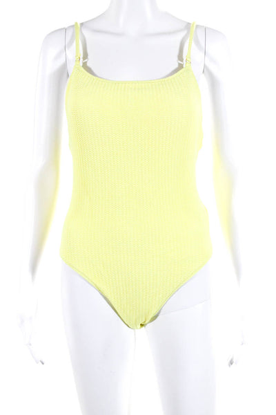 Seafolly Women's Square Neck Spaghetti Straps One Piece Swimsuit Yellow Size 12