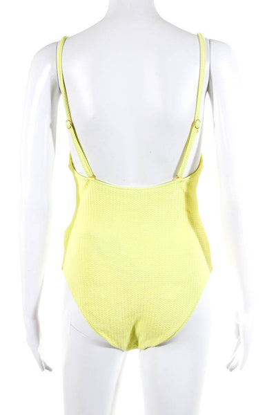 Seafolly Women's Square Neck Spaghetti Straps One Piece Swimsuit Yellow Size 12