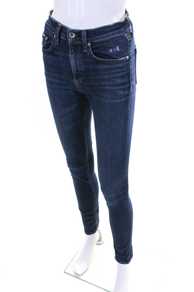Rag & Bone Women's Dark Wash High Waist Ankle Skinny Jeans Blue Size 24