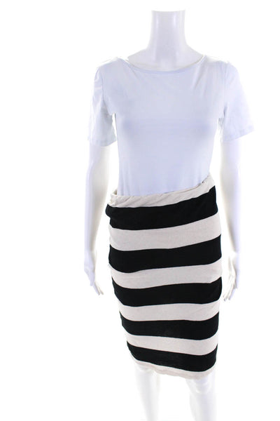 Standard James Perse Women's Elastic Waist Midi Skirt Black White Stripe Size 1