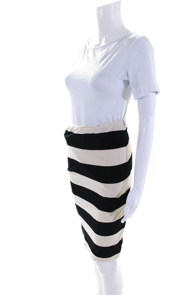 Standard James Perse Women's Elastic Waist Midi Skirt Black White Stripe Size 1