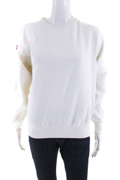 John Galt Women's Crewneck Long Sleeves Pullover Sweatshirt White Size S