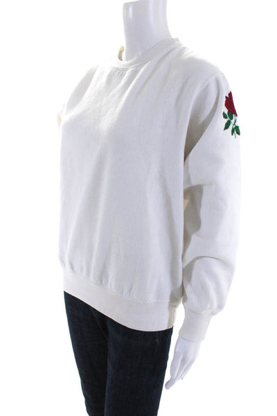 John Galt Women's Crewneck Long Sleeves Pullover Sweatshirt White Size S