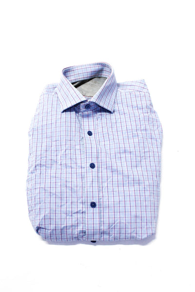 Twillory Mens Button Front Collared Plaid Shirts Blue White Size Large Lot 2