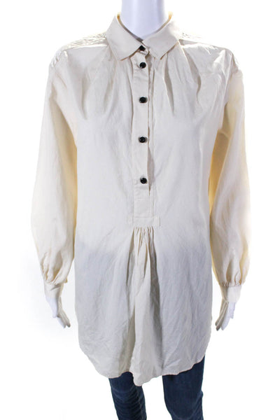 3.1 Phillip Lim Women's Silk Cotton Blend Long Sleeve Top Beige Size 8