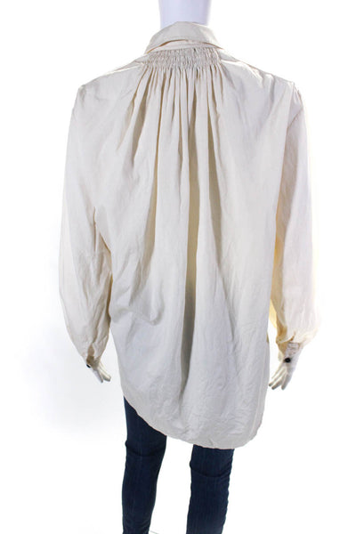 3.1 Phillip Lim Women's Silk Cotton Blend Long Sleeve Top Beige Size 8