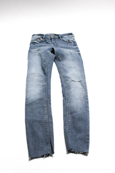 Zara Women's Light Wash Distressed Raw Hem Skinny Jeans Blue Size 4, Lot 3