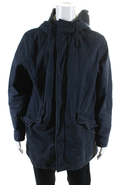 Jack & Jones Mens Long Sleeve Front Zip Hooded Jacket Navy Blue Cotton Size XL