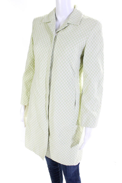 Tahari Women's Checkered Snap Front Mid Length Jacket Green Size 6