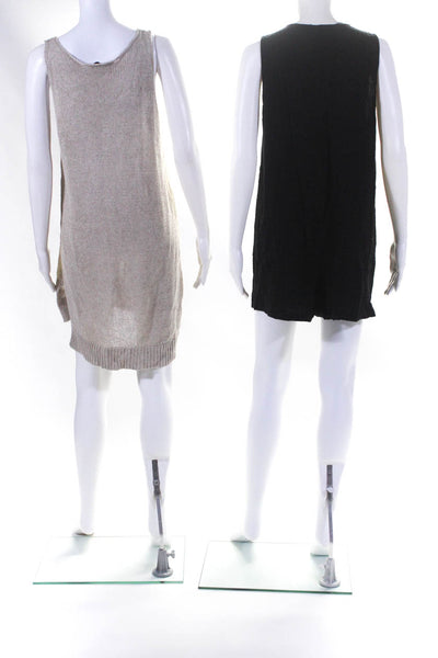Zara Womens Cotton Knitted Sleeveless Midi Dress Romper Beige Size M Lot 2