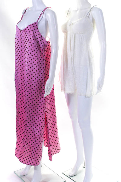 Eberjey MNG Womens Lace Trimmed Polka Dot Sleepwear Dresses White Size M Lot 2