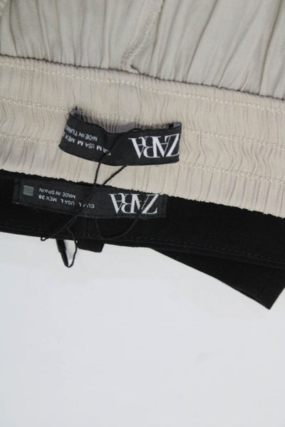 Zara Womens Hook & Eye Pleated Ruched Tapered Dress Pants Black Size M L Lot 2