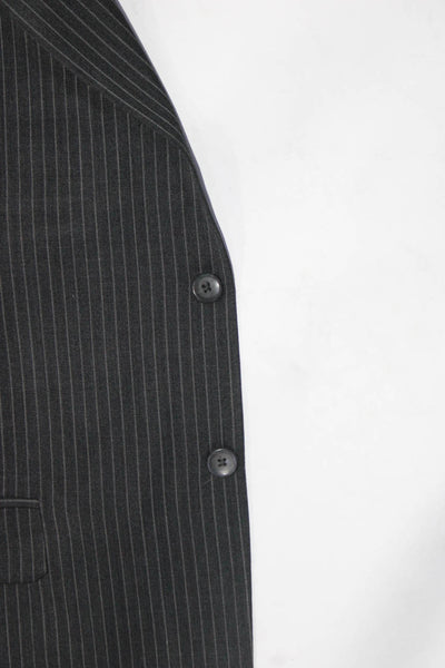 J. Ferrar Mens Wool Striped Buttoned Collared Long Sleeve Blazer Gray Size EUR42