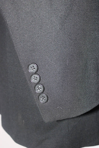 Oscar de la Renta Mens Wool Darted Buttoned Collared Blazer Black Size EUR46L