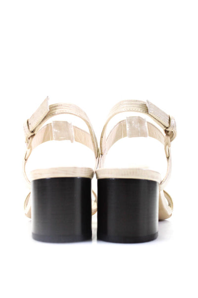 Everlane Womens Leather Double Strap Square Toe Heeled Sandals Beige Size 6.5