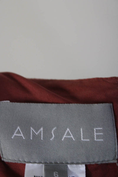 Amsale Womens Back Zip Sleeveless Scoop Neck Long Sheath Dress Red Size 6