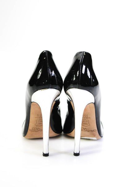 Giambattista Valli Womens Grosgrain Strap Pumps Black Patent Leather Size 35.5