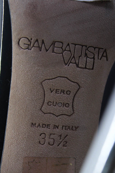 Giambattista Valli Womens Grosgrain Strap Pumps Black Patent Leather Size 35.5