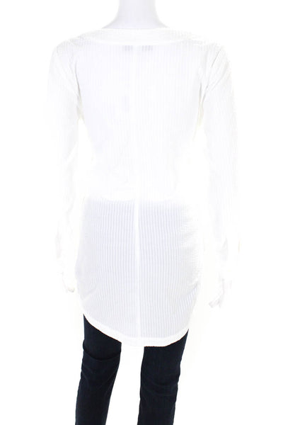 Kimberly Taylor Womens Striped V-Neck Long Sleeve Wrap Blouse Top White Size XS