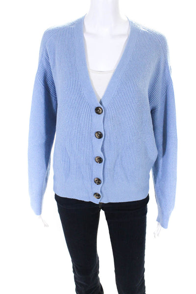 Apparis Women's V Neck Button Down Cardigan Sweater Blue Size L