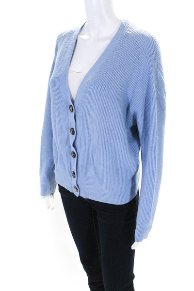 Apparis Women's V Neck Button Down Cardigan Sweater Blue Size L