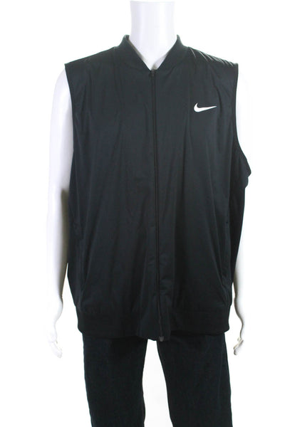Nike Mens High Neck Full Zip Workout Athletic Vest Black Size XXL