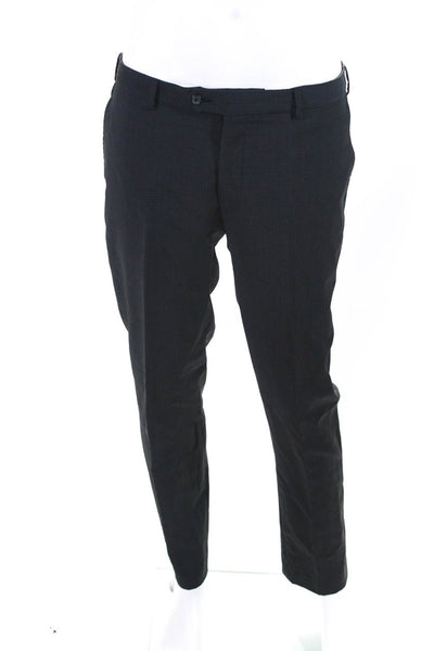 Lanvin Mens Two Button Long Sleeve Blazer Pleated Pants Suit Navy Blue Size 50