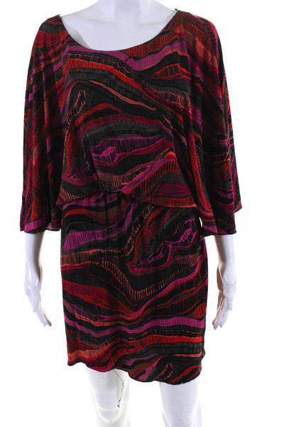 Trina Turk Womens Butterfly Sleeves Blouson Dress Multi Colored Size Small