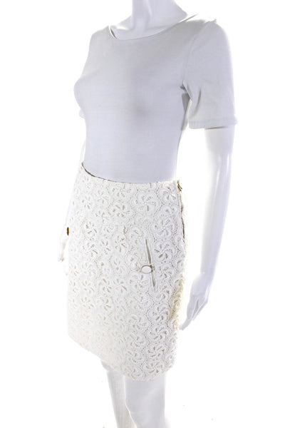Leifsdottir Womens Front Pocket Lace Mini Pencil Skirt White Size 4