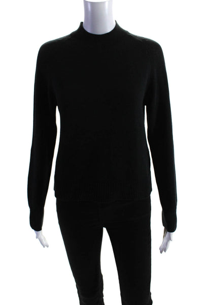 Everlane Womens Long Sleeve Mock Neck Knit Sweatshirt Black Cotton Size XS