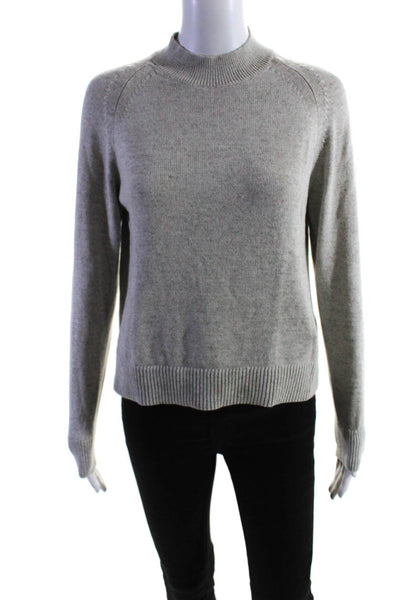 Everlane Womens Long Sleeve Mock Neck Knit Sweatshirt Gray Cotton Size XS
