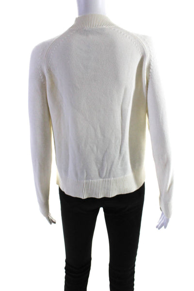 Everlane Womens Long Sleeve Mock Neck Knit Sweatshirt White Cotton Size XS